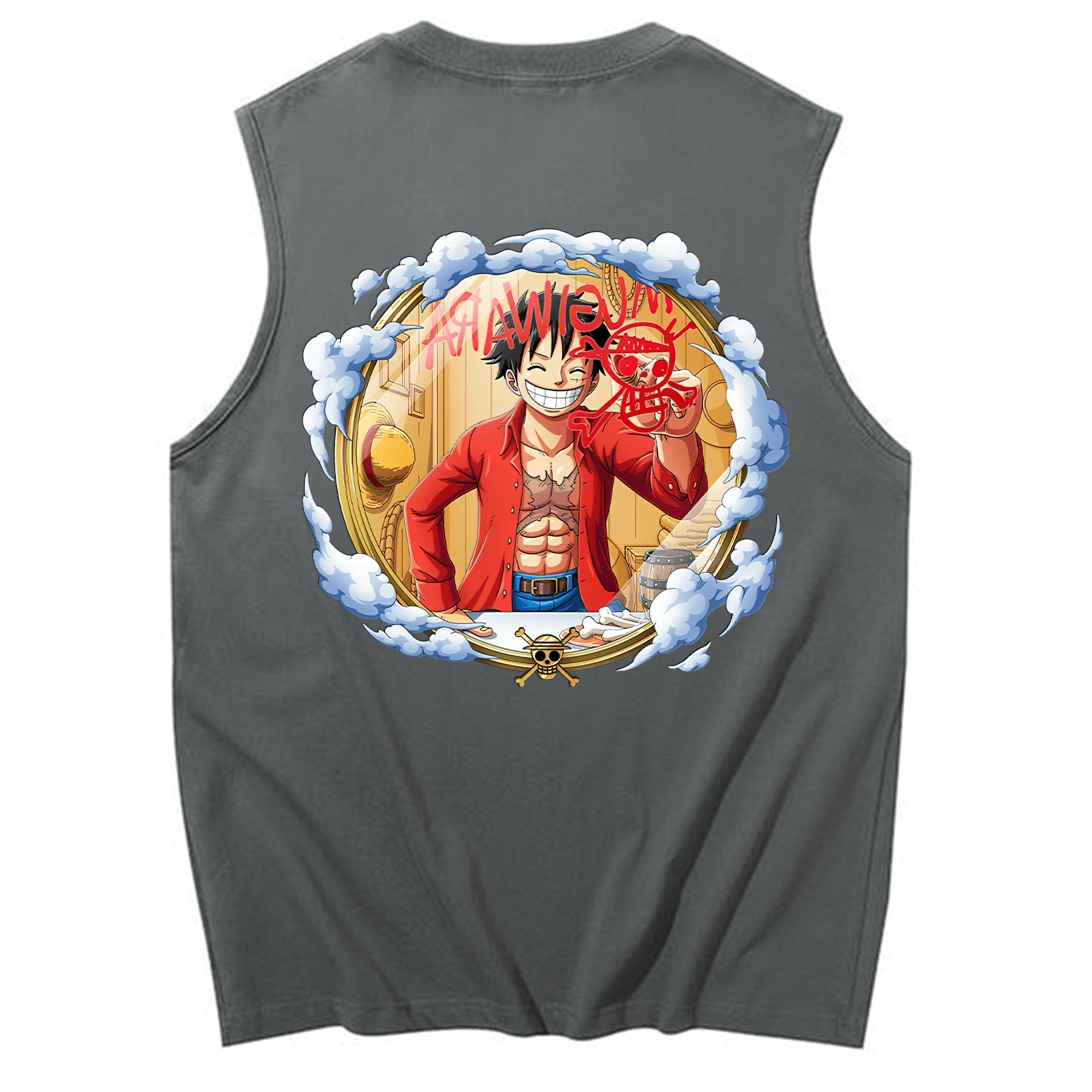 ワンピース モンキー・D・ルフィ ONE PIECE Monkey D. Luffy コットン100％タンクトップ（背面プリント）